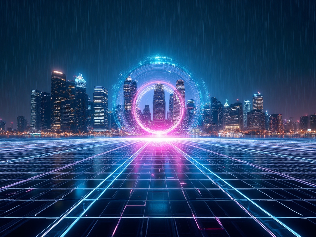 Futuristic digital advertising visualization